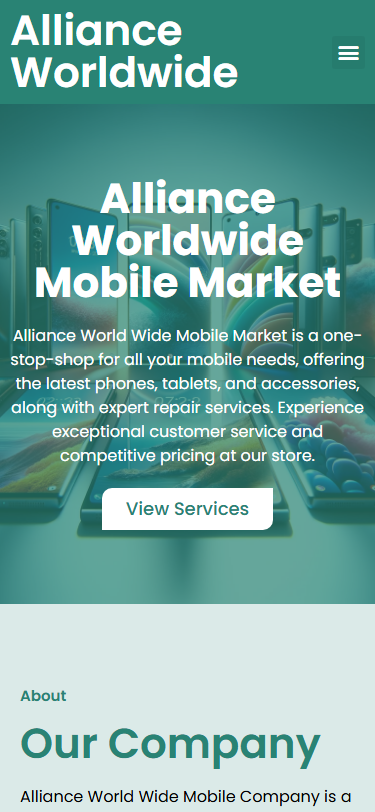 Corporate Web Presence & Performance Optimization Mobile View