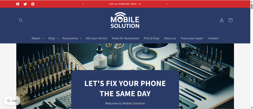 Mobile Solution Nottingham E-commerce & Local SEO Desktop View