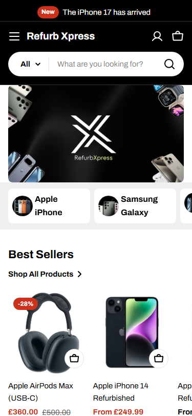 RefurbXpress E-commerce Transformation Mobile View