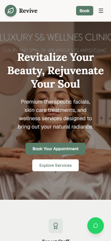 Digital Booking & Presence for Premium Wellness Mobile View